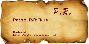 Pritz Rókus névjegykártya